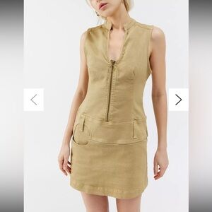 NWOT Urban Outfitters BDG Rowan Denim Zip-Up Mini Dress color Khaki women’s XS